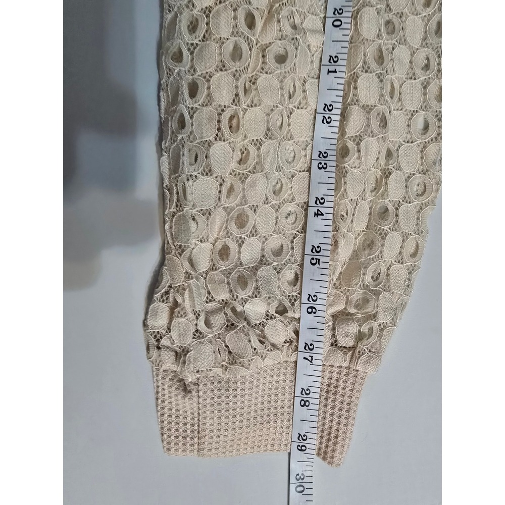 JWD Beige Waffle Knit Top Crochet Lace Long Sleeve Crew Neck Plus‎ Size 3X NWT - Picture 10 of 10